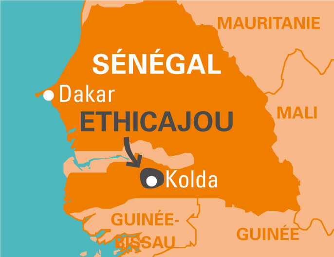 Carte coopÃ©rative ETHICAJOU au SÃ©nÃ©gal - cajou grillÃ©es sans sel 250g